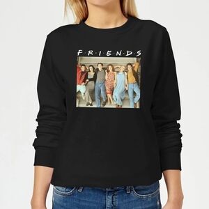 FRIENDS Black Group Pose Long Sleeve Hooded Kangaroo Pocket Sweatshirt Sz Large
